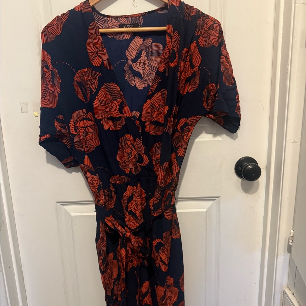 Floral Navy and Red Mini Dress